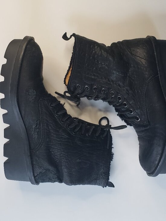 Fluevog ATV Defender Black Platform Lace-Up Women's Moto Festival Boots - Picture 12 of 16